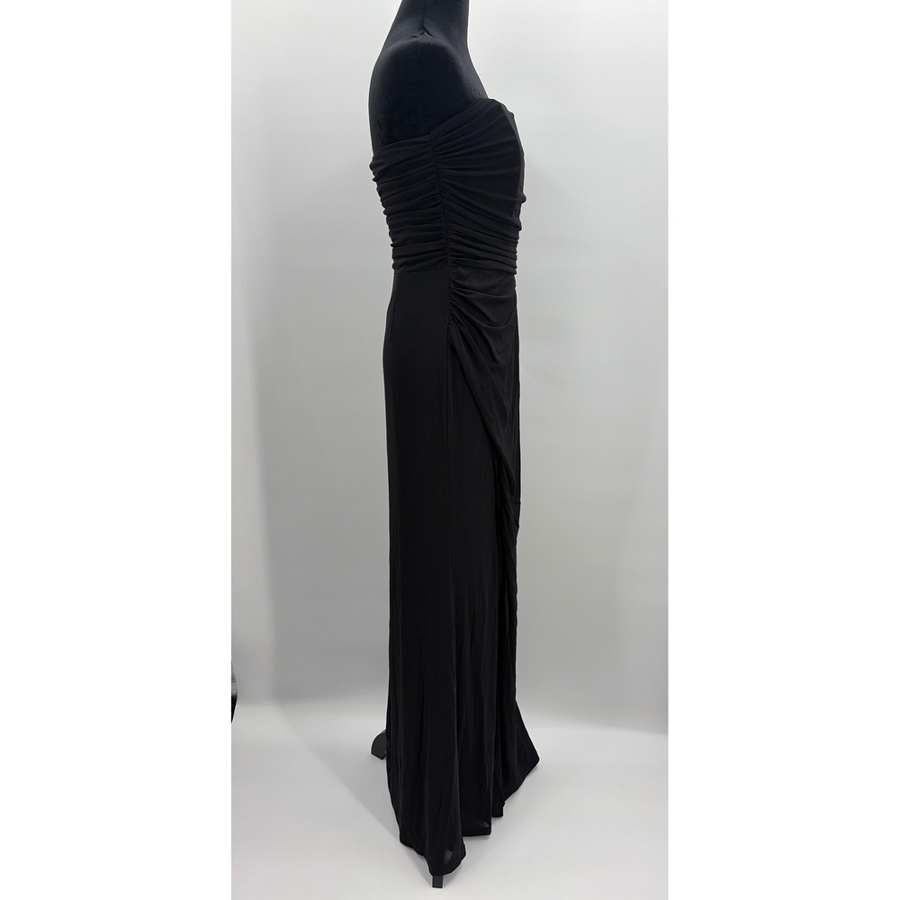 Lulus Epitome of Allure Black Mesh Strapless Ruched Maxi Dress NBD6304 Womens L - Picture 6 of 12